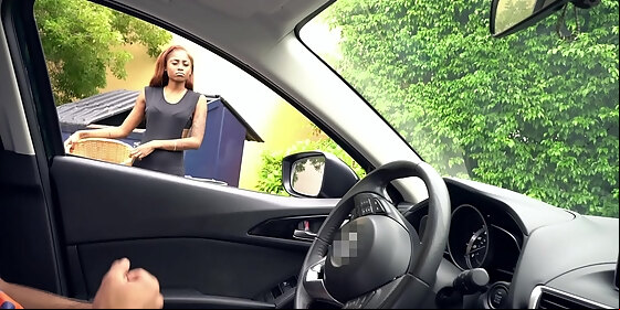 niche parade pretty ebony girl with nice smile giving me handjob through car window