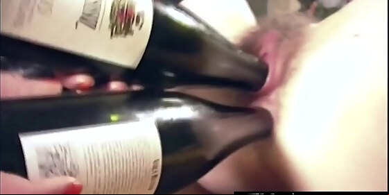 sluts try one sticks a bottle in the ass and one in the pussy