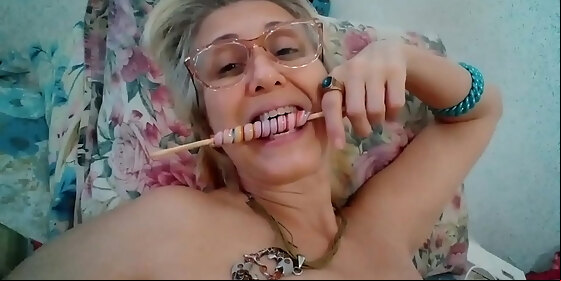 sucking a very tasty lollipop stella still